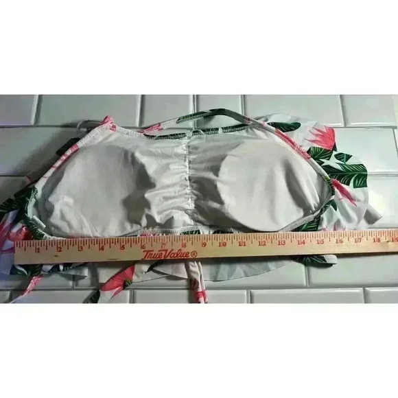 Floral Tropical Leaves Flowers Women’s Swimsuit With Two Tops L,1 Bottom Xl 3pcs - Picture 11 of 16